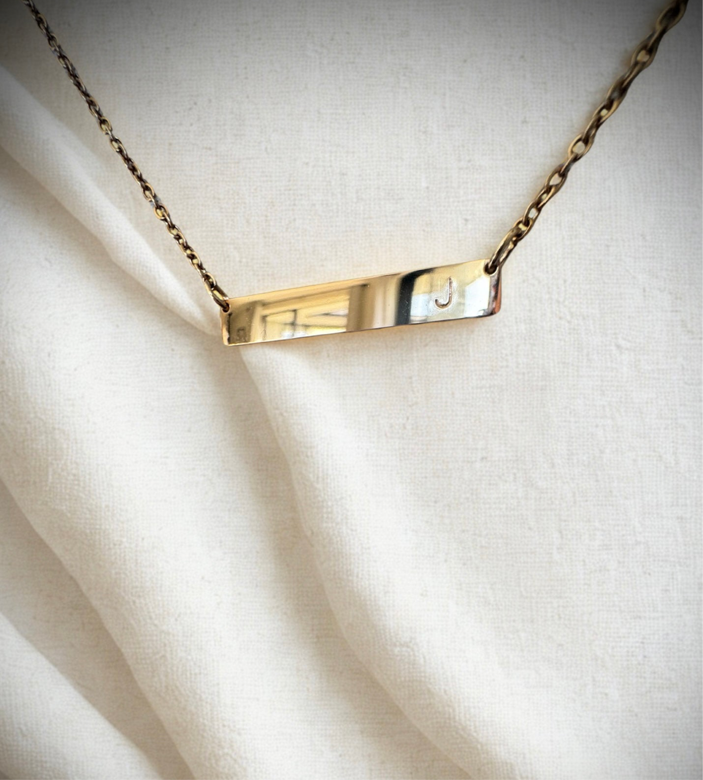 The bar necklace- Hand stamped