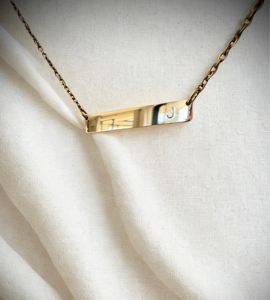 The bar necklace- Hand stamped